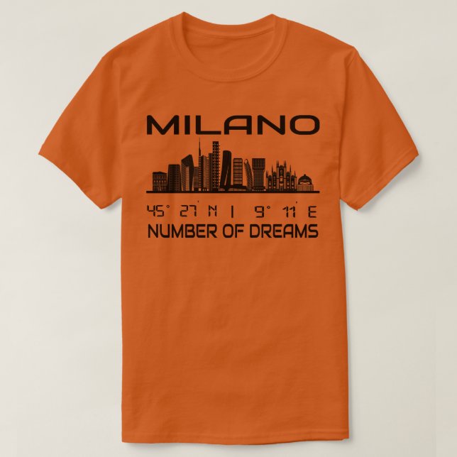 GPS Coordinates City Milan Skyline Dream City 1 T Shirt (Design framsida)