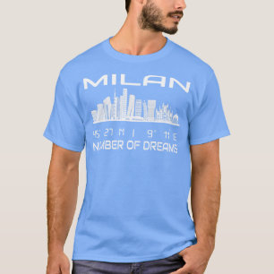 GPS Coordinates City Milan Skyline Dream City 2 T Shirt