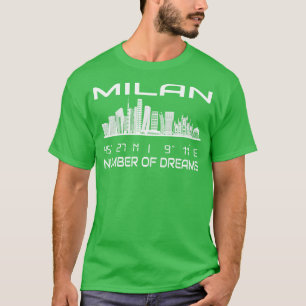 GPS Coordinates City Milan Skyline Dream City 2 T Shirt
