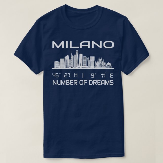 GPS Coordinates City Milan Skyline Dream City T Shirt (Design framsida)