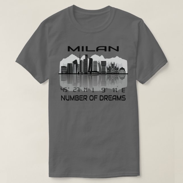 GPS Coordinates City Milan Skyline Dream City T Shirt (Design framsida)