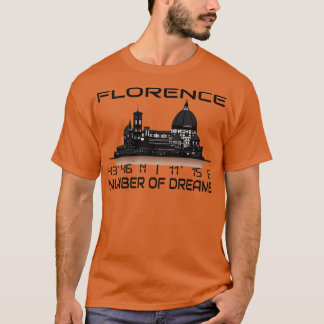 GPS Coordinates Florence City Skyline Dream City 2 T Shirt