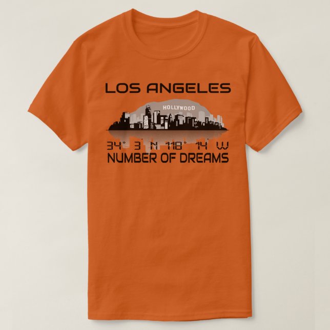 GPS Coordinates Los Angeles Skyline Dream City 1 T Shirt (Design framsida)