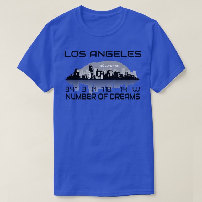 GPS Coordinates Los Angeles Skyline Dream City 3 T Shirt (Design framsida)