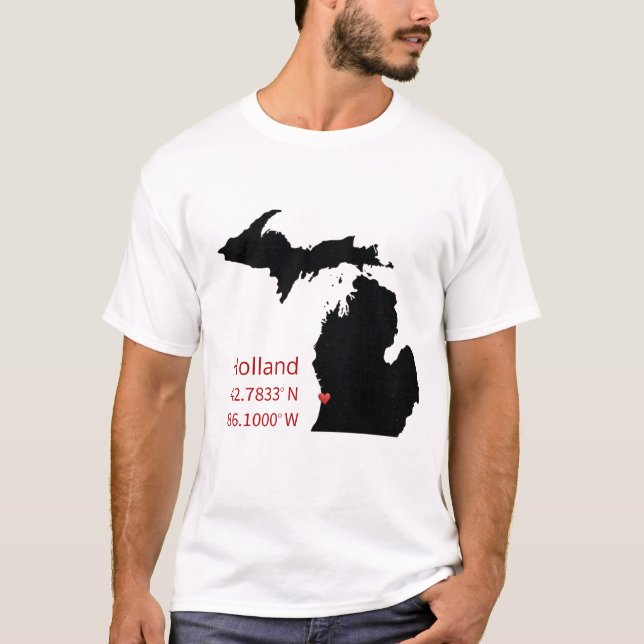 GPS Coordinates of Holland Michigan T Shirt (Framsida)