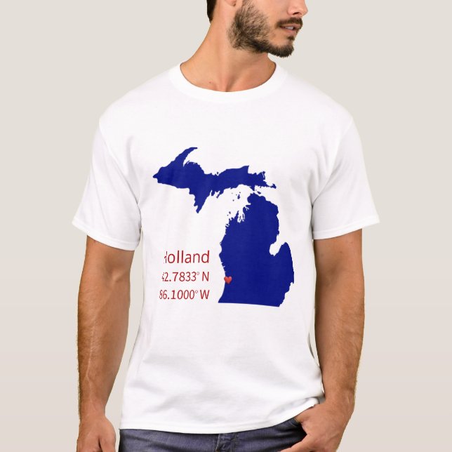 GPS Coordinates of Holland Michigan T Shirt (Framsida)