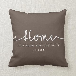GPS-koordinater för Modern Brown Cute Anpassningsb Kudde