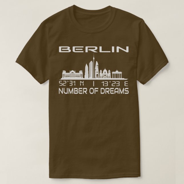 GPS samordnar staden Berlin Skyline Dream City T Shirt (Design framsida)