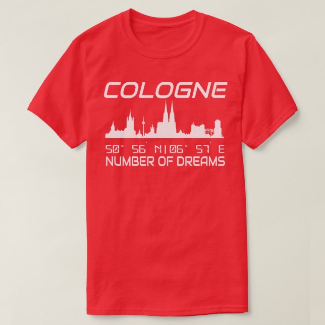 GPS samordnar staden Cologne Skyline 2 T Shirt (Design framsida)