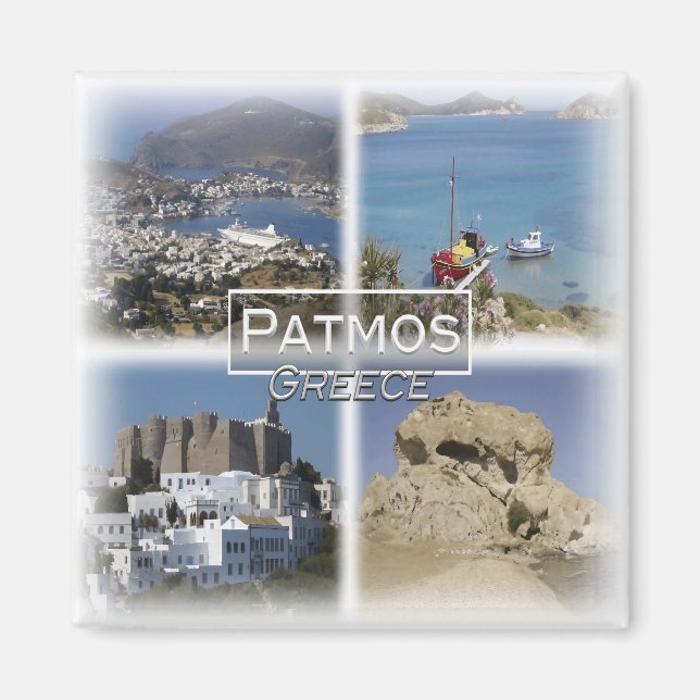 GR0105 Europa, Grekland, Patmos, kylskåp Magnet (Framsidan)