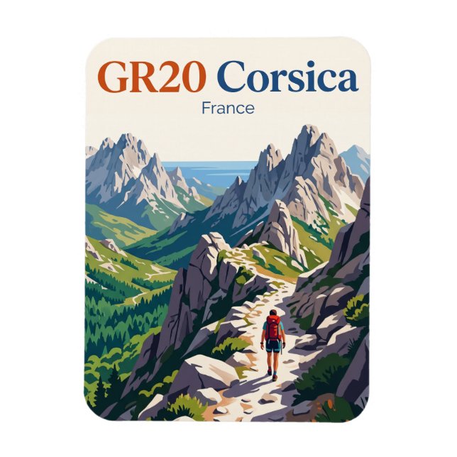 GR20-led, Korsika Frankrike Magnet (Vertikal)