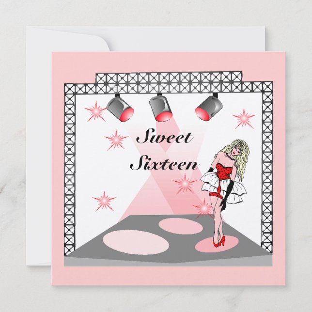 GR8 FÖR KARAOKEPARTY FÖR SWEET SIXTEEN 16 INBJUDAN (Framsida)