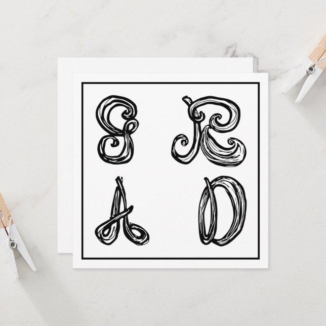 GR AD Fabric Font Brev Studenten-platta kort (Fram/Back In Situ)