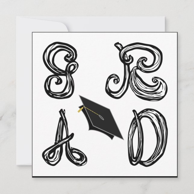 GR AD Fabric Font Grad Cap Studenten-platta kort (Framsida)