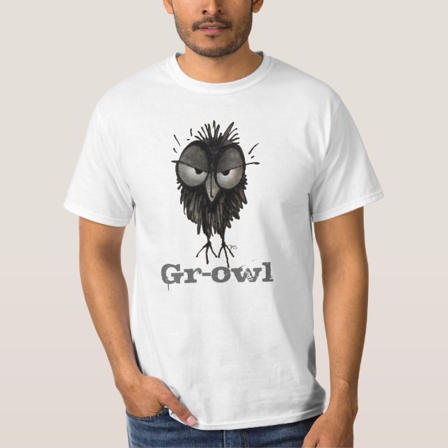 Gr-uggla - roligt beställnings- Grumpy ilsket Tee (Framsida)