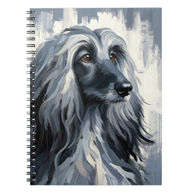 Grå Afghan Hound Porträtt Anteckningsbok (Framsidan)