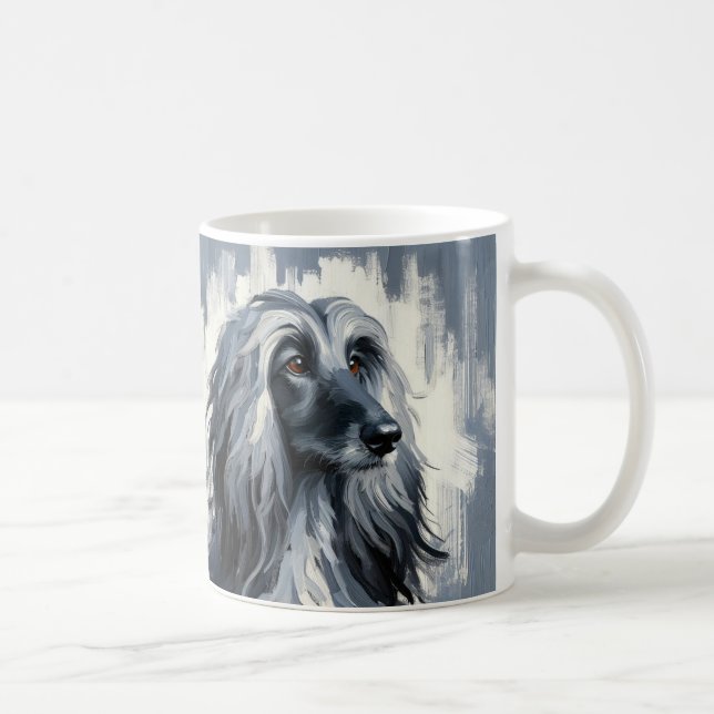 Grå Afghan Hound Porträtt Kaffemugg (Höger)