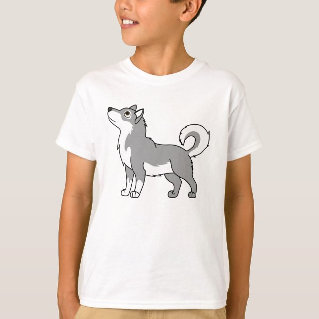 Grå alaskabo Malamute T Shirt (Framsida)