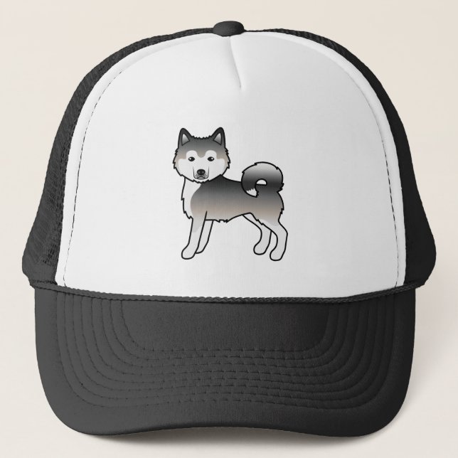 Grå Alaskan Malamute Söt Tecknad Hund Keps (Framsida)