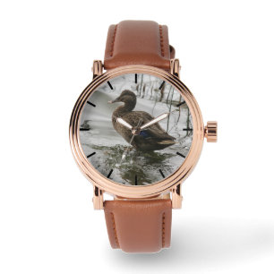 Grå anka på mörka sjön armbandsur