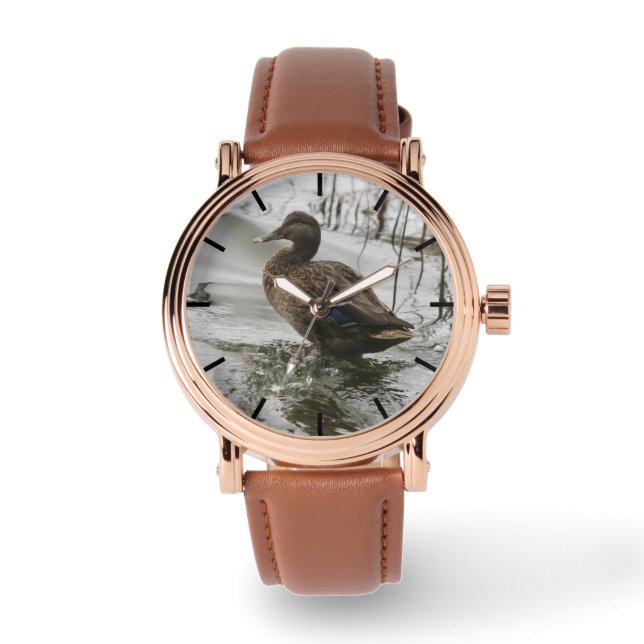 Grå anka på mörka sjön armbandsur (Framsida)