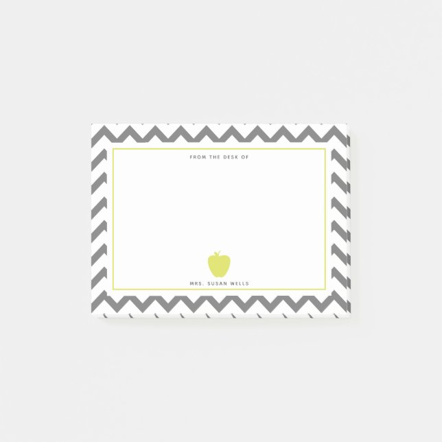 Grå Apple för sparreneongult lärare Post-it Block (Framsida)