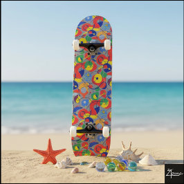 Grå bakgrund Primärfärg Abstrakt former Mini Skateboard Bräda 18,5 Cm