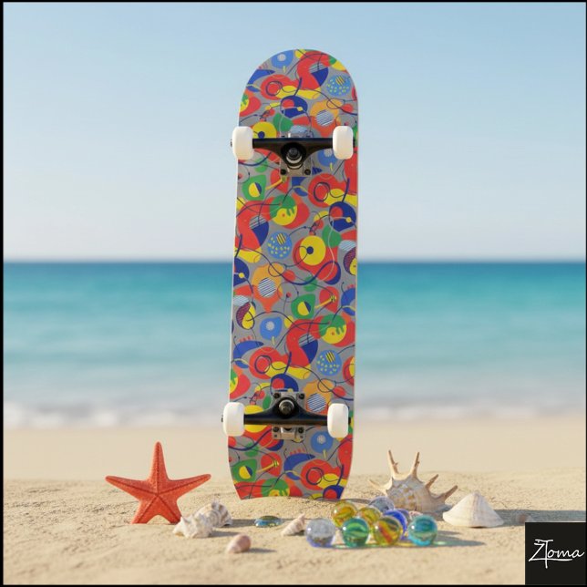 Grå bakgrund Primärfärg Abstrakt former Mini Skateboard Bräda 18,5 Cm (Skapare uppladdad)