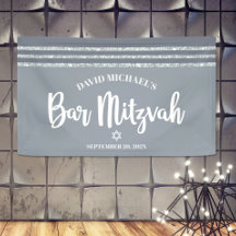 Grå Bar Mitzvah Modern Silver Tallit Fet Stilsnitt
