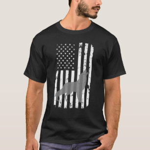 Grå bekymrad amerikanska flaggan för Lone varg T Shirt
