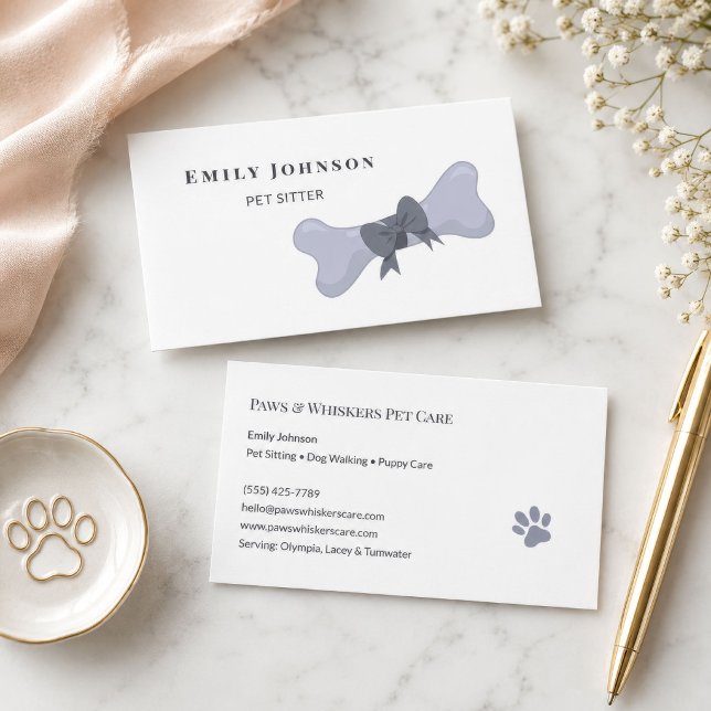 Grå ben husdjurssittare visitkort (Gray Bone Pet Sitter Business Card
)