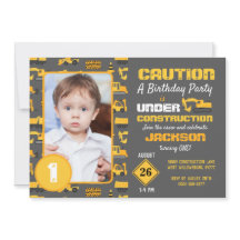 Grå bild på byggfordon för födelsedagsfirande