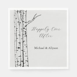 Grå Björkar Bröllop Pappersservett