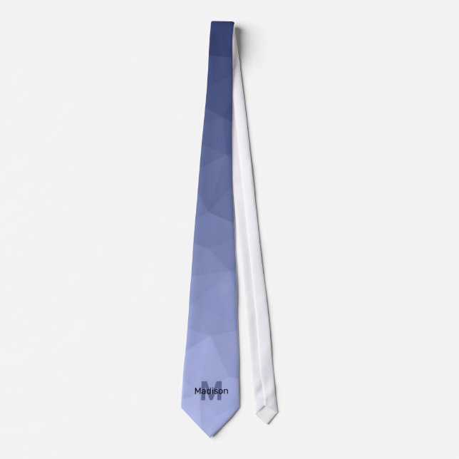 Grå blå gradient geometri mesh mönster Monogram Slips (Framsida)