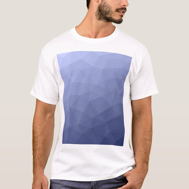 Grå blå gradient geometriskt nätmönster t shirt (Framsida)