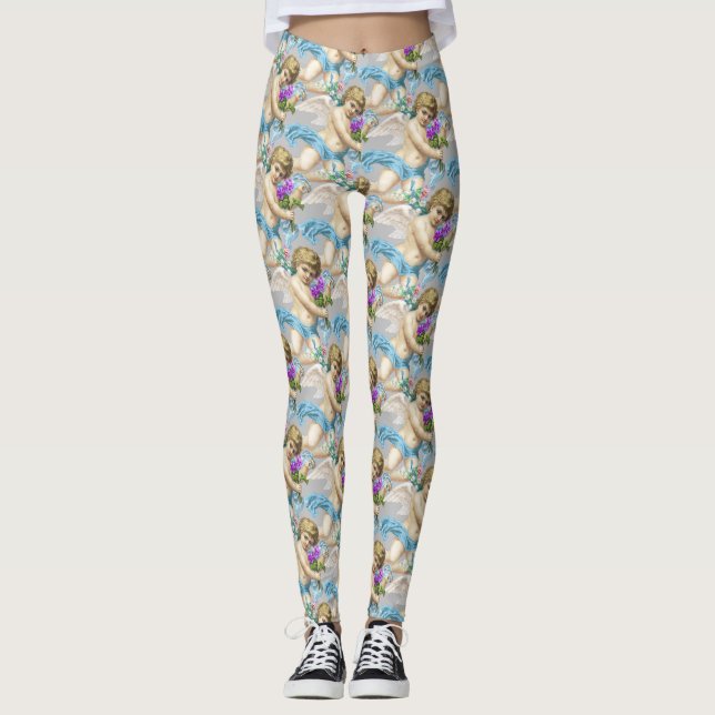Grå Blå Keruber Leggings (Framsida)