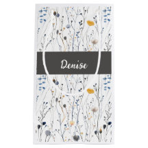 Grå Blå Vildblomma Akvarell Monogram