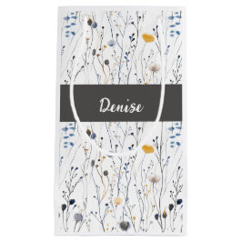 Grå Blå Vildblomma Akvarell Monogram