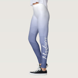 Grå blå vit Gradientgeometri Nät Anpassat Namn Leggings
