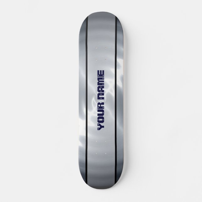 Grå Blank Rostfritt Stål Metall 4 Skateboard Bräda 19,5 Cm (Framsida)