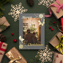 Grå Blommig Elegant God Jul Porträtt Foto