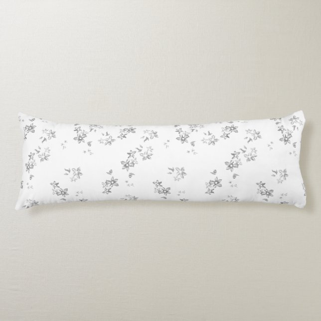 Grå Blommig Kroppskudde | Elegant Minimal Komfort (Framsidan)