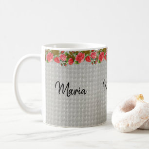 Grå Blommig Mugg