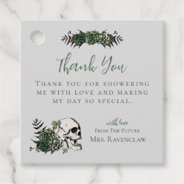 Grå Blommiga Dödskalle & Rosor Gotiska Tack Tags Gåvor Etiketter