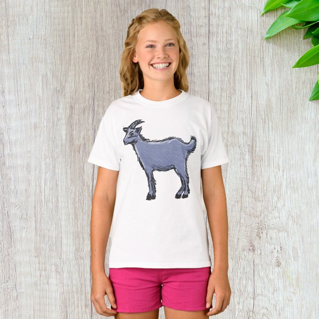 Grå Bock Skiss Rustik Gårdsdjur T Shirt (Skapare uppladdad)