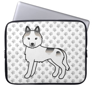 Grå brokig sibirisk husky söt seriehund laptop fodral