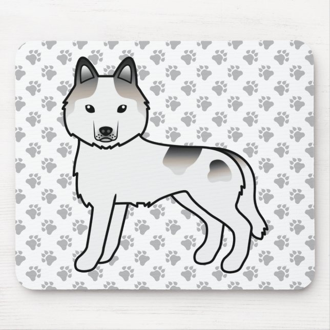 Grå brokig sibirisk husky söt seriehund musmatta (Framsidan)