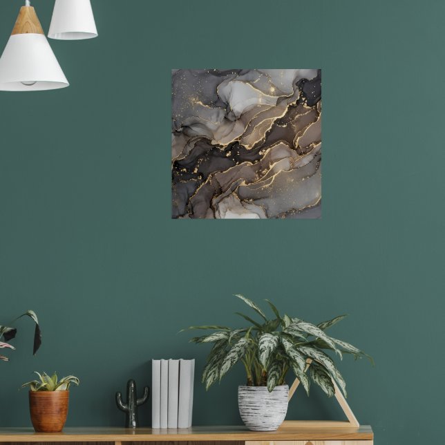 Grå Brun Abstrakt Marmor Stentextur Väggkonst  (Vardagsrum 1)