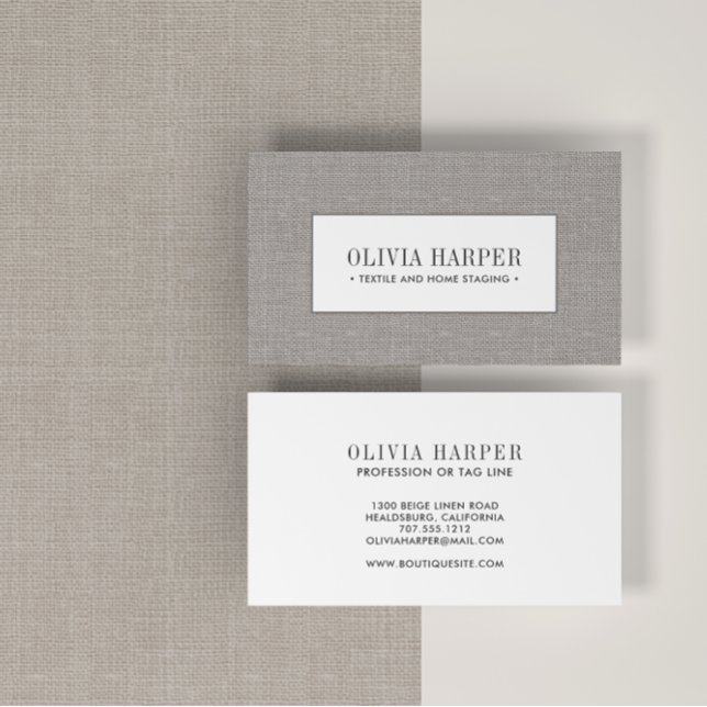 Grå brun | Linen-Professionell för vanlig Elegant Visitkort (Skapare uppladdad)