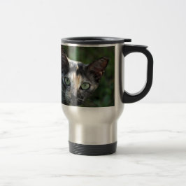Grå Brun Vit Katt med Gröna Ögon Resemugg